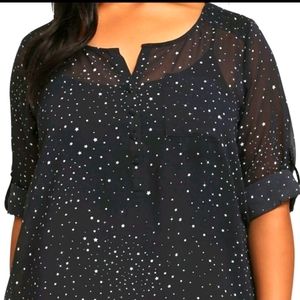 COPY - TORRID BLACK STARS PRINT  CHIFFON TOP